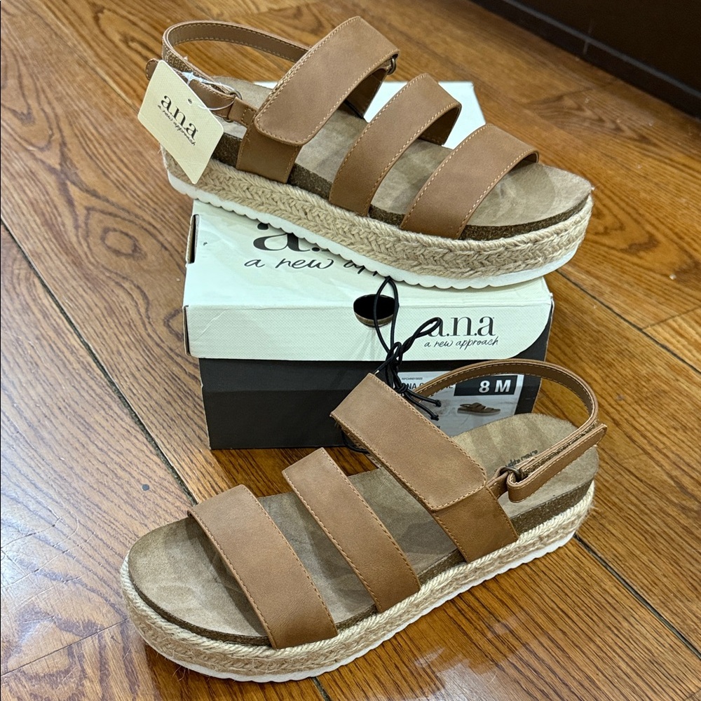 NEW a.n.a Women's Tan Strappy Sandals